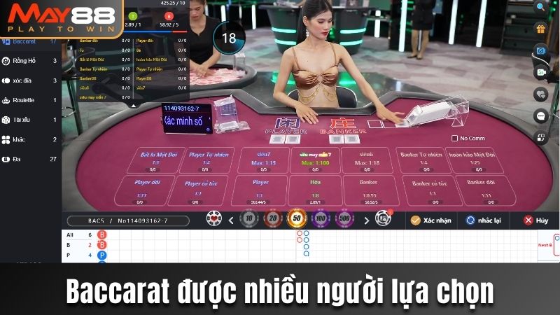 Baccarat được nhiều người lựa chọn trên nền tảng