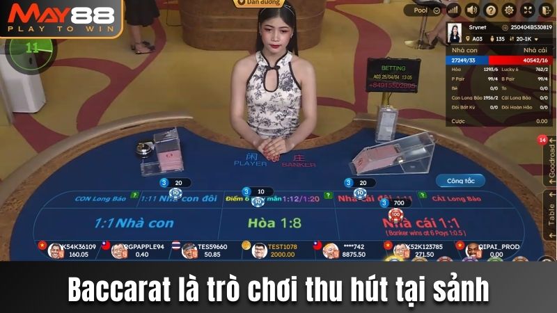 Baccarat là trò chơi thu hút hàng đầu tại sảnh