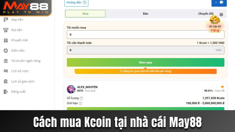 Các bước mua Kcoin đơn giản tại nhà cái