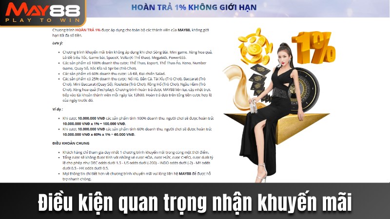 Điều kiện quan trọng nhận khuyến mãi tại May88