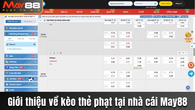 Giới thiệu về kèo thẻ phạt tại nhà cái May88