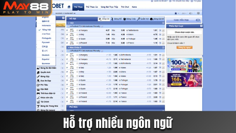Hỗ trợ nhiều ngôn ngữ