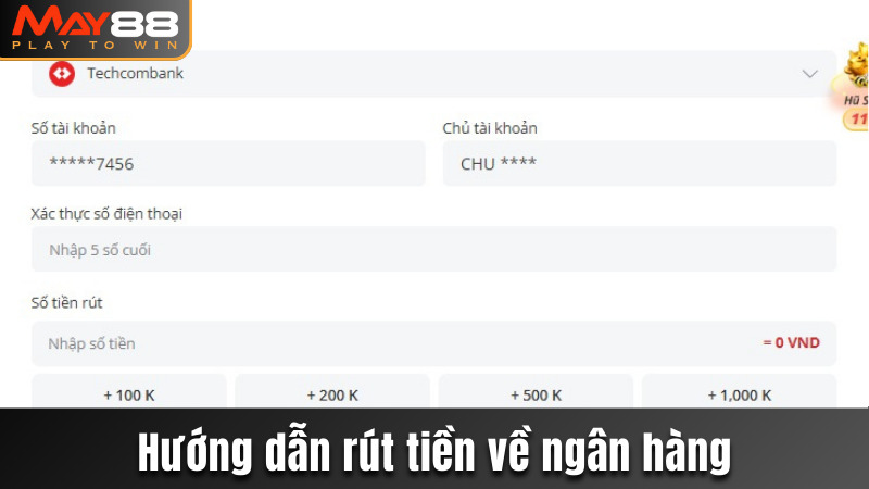 Hướng dẫn thành viên rút tiền về ngân hàng