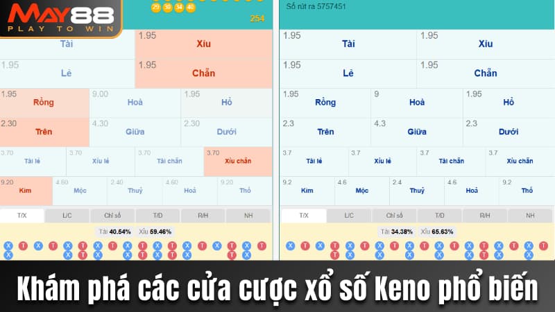 Khám phá các cửa cược xổ số Keno phổ biến