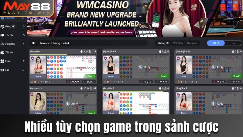 Nhiều tùy chọn game trong sảnh cược