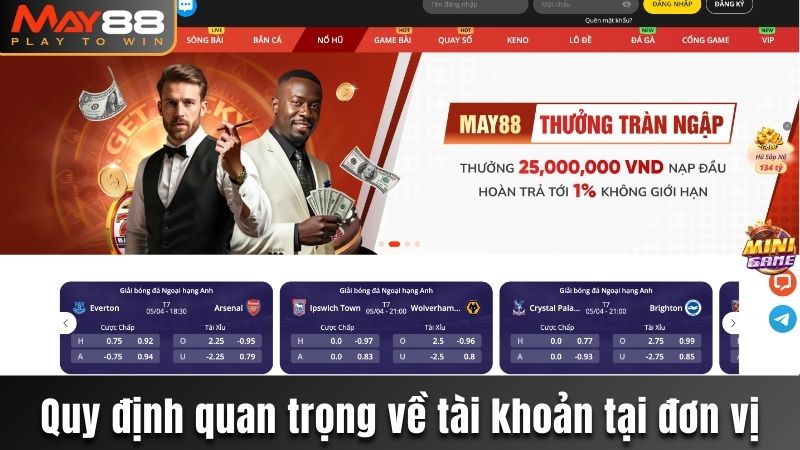 Quy định quan trọng về tài khoản tại đơn vị