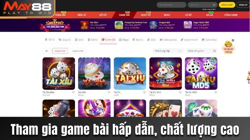 Tham gia game bài hấp dẫn, chất lượng cao